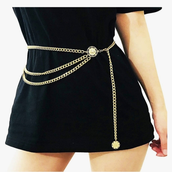 Amazon Accessories - Amazon Womens Gold Chain Belt 35" Max NWOT